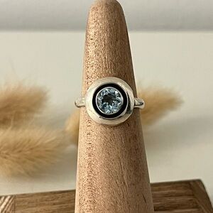 925 Solid Sterling Silver Blue Topaz Gemstone Ring Size 4.75